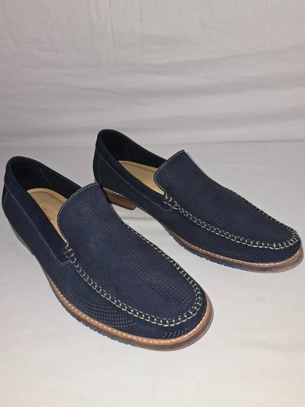Tommy Bahama Felton Navy Blue Perforated Suede Loafers Men's Size 12 M